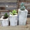 Whitewash Succulent Planter Box Set Made from Reclaimed Wood - Perfect for Real or Faux Succulent Plant