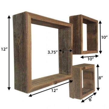 Farmhouse Style Rustic Wood Shadow Box Frames - Reclaimed Weathered Wood - Barn Wood Character (Weathered Grey, Square)