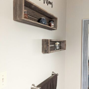 Reclaimed Wood Shadow Box Shelf with Wood Backing- Floating Shelf (Weathered Grey, Rectangle)