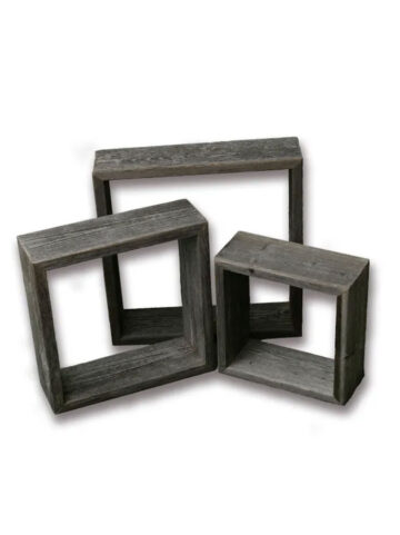 Farmhouse Style Rustic Wood Shadow Box Frames - Reclaimed Weathered Wood - Barn Wood Character (Weathered Grey, Square)