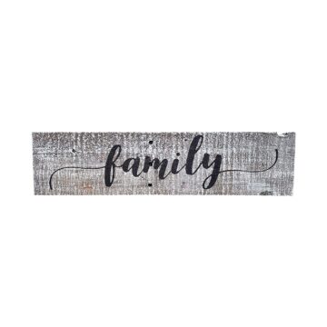 Rustic Family Farmhouse Decor Sign- 100% Reclaimed Wood – Weathered barn Wood Fixer Upper Style (Whitewash)