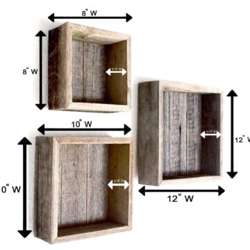 Reclaimed Wood Shadow Box with Wood Backing – Floating Shelves – Set of 3 Weathered Gray Farm House Box Frames