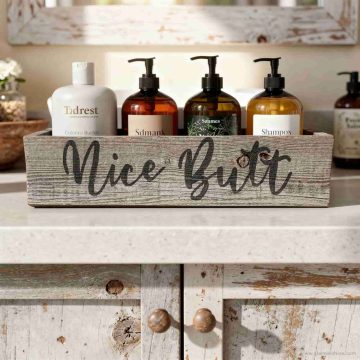 Rustic Wood Box for Toilet (Handpainted)