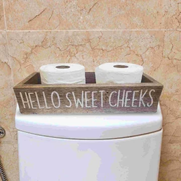 Rustic Wood Box for Toilet (Handpainted)