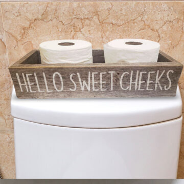 Rustic Wood Box for Toilet – Handpainted on Real Reclaimed Wood