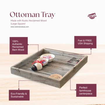 Reclaimed Wood Ottoman Tray (Large Square )