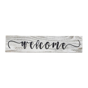 Welcome Sign Made with Reclaimed Wood (Weathered Grey, 24 inch)