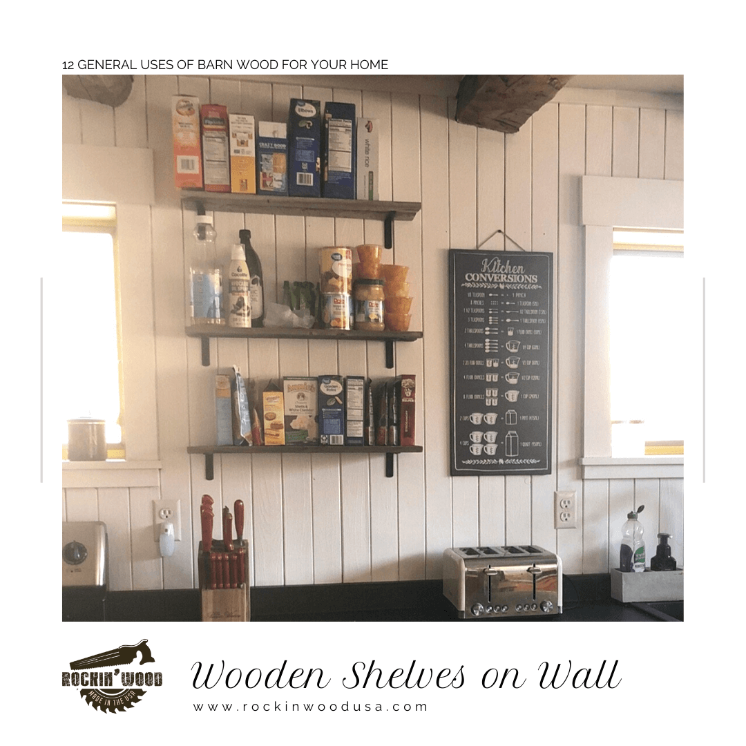 Wooden Shelves on Wall