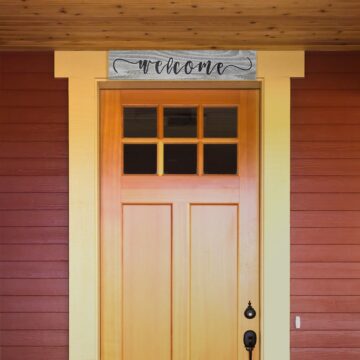 Welcome Sign Made with Reclaimed Wood (Weathered Grey, 24 inch)