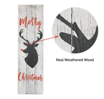 Reindeer Merry Christmas Sign Whitewash zoom