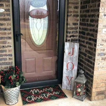 Rustic Woo Joy Christmas Sign for Porch or Wall – Holiday Decor (Weathered Wood/Whitewash)