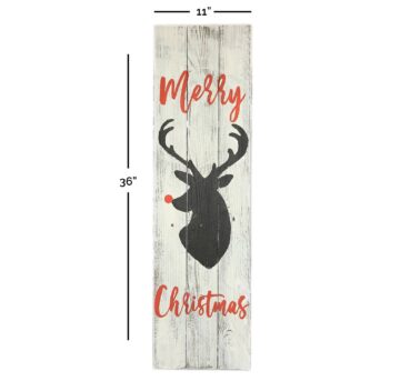 Reindeer Merry Christmas Sign Whitewash size