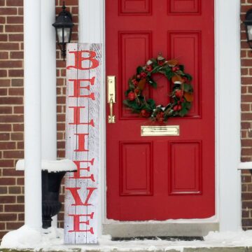 Believe Sign-Hand Painted-5 feet Tall (White/Red)