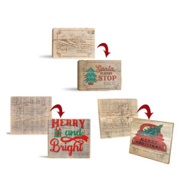 Paint Your own Rustic Holiday Signs – Set of 3 (Set of 3 – Square)
