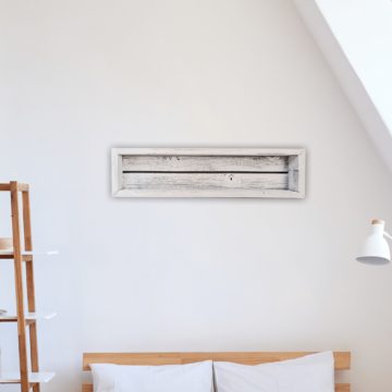 Reclaimed Wood Shadow Box with Wood Backing – Floating Shelves (White, Rectangle)