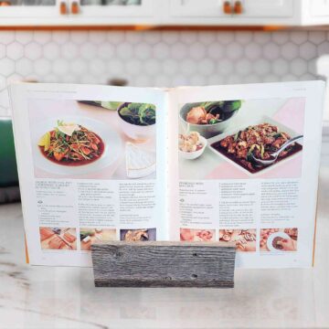 Cook Book Stand front with book kitchen