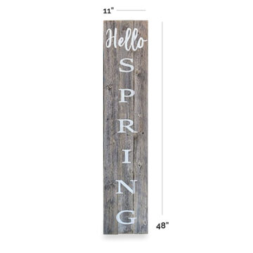Hello Spring Sign 4 feet tall – Hand Painted on Rustic Reclaimed Wood with Farmhouse Style