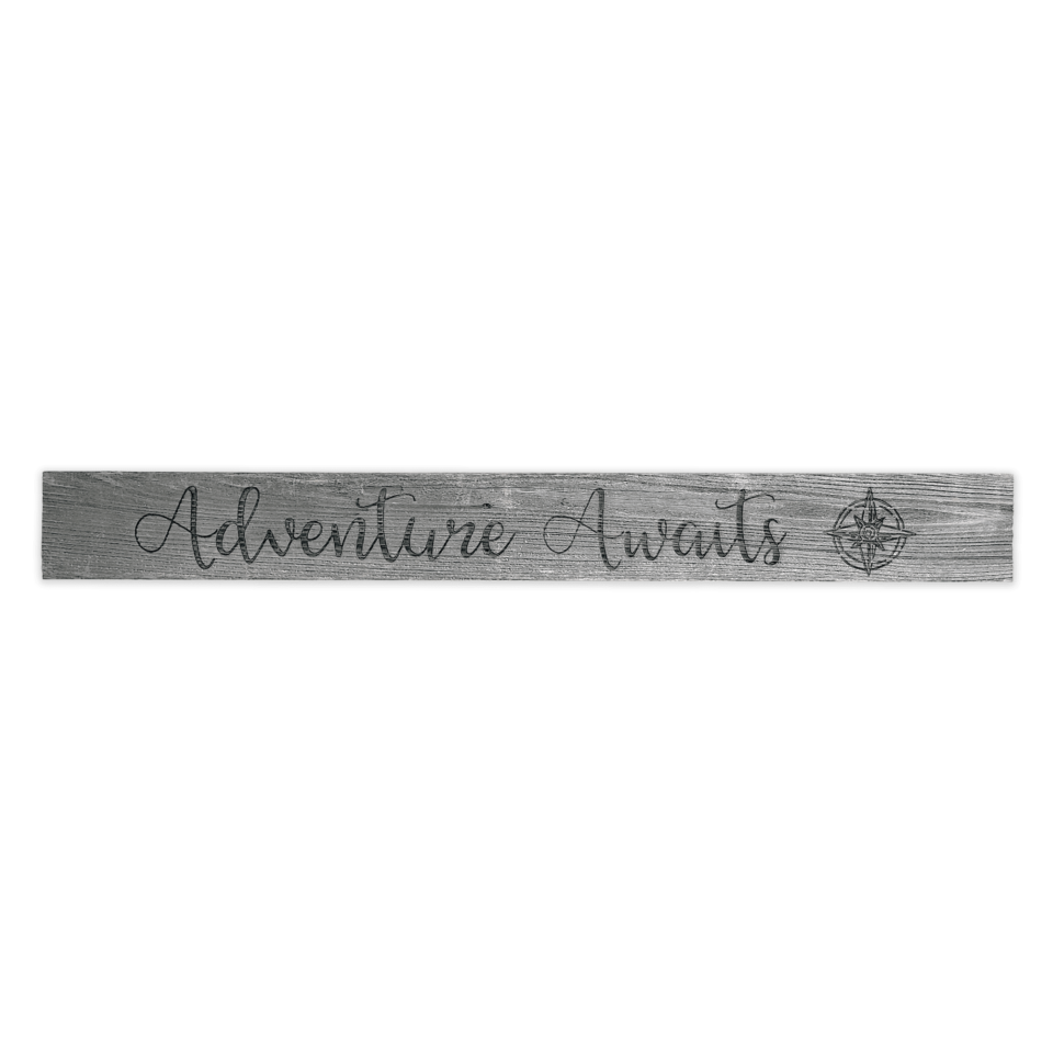 Adventure Awaits Sign with Engraved Design | Rockin' Wood