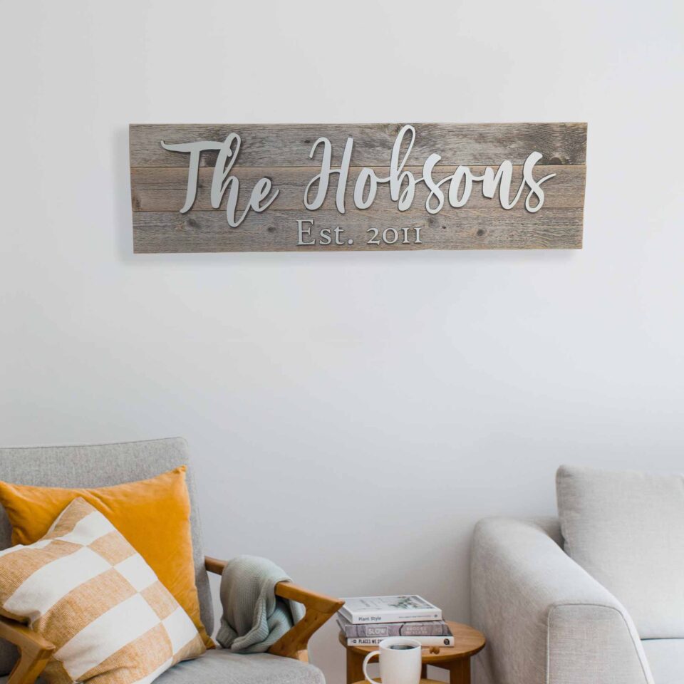 Customized Family Name Wood sign - Perfect for wedding gift | Rockin' Wood
