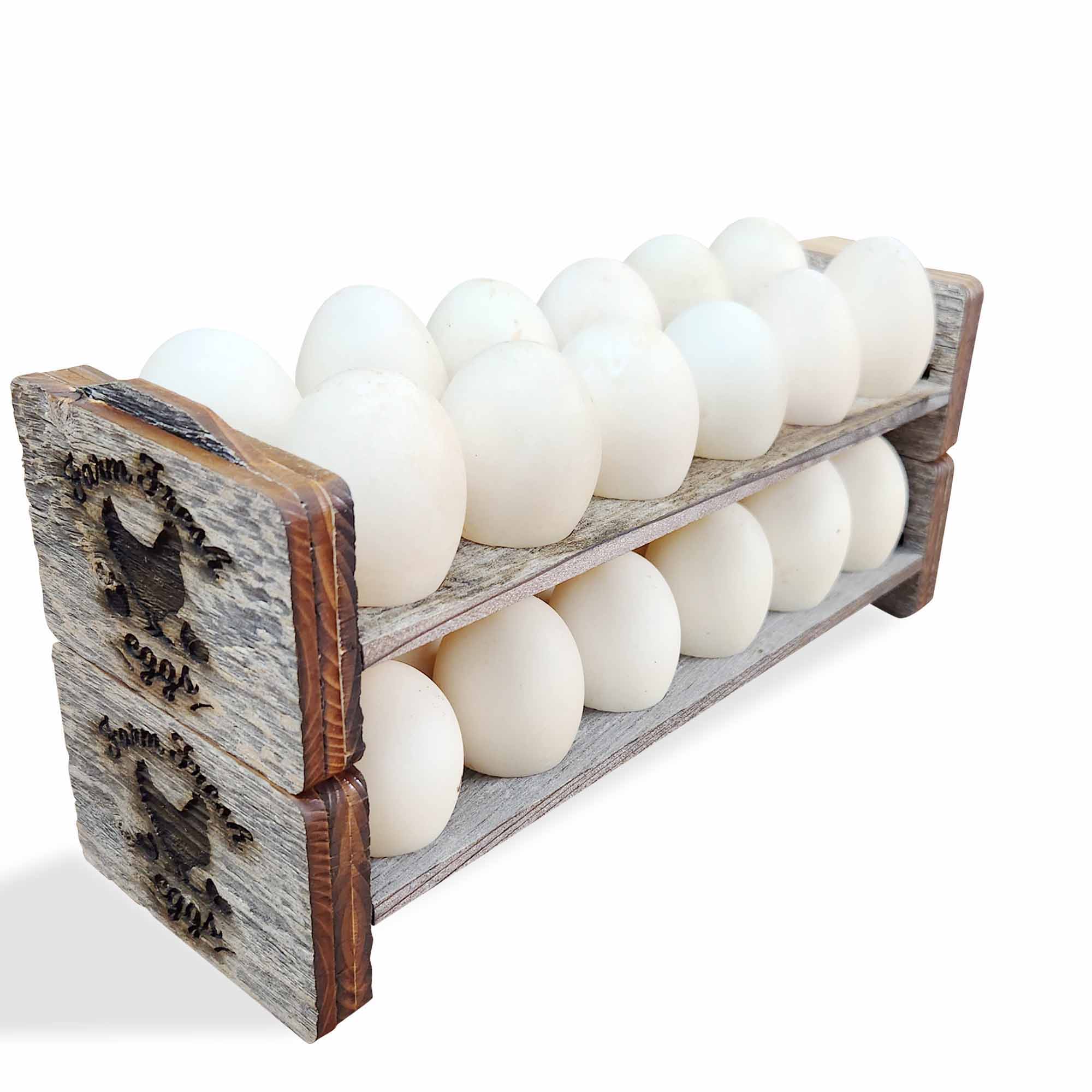 Wooden Egg Holder Countertop Egg Storage Trays Hold Fresh Egg Stackable  Deviled Egg Tray Organizer Rustic Egg Rack Container for Kitchen Counter