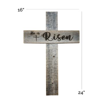 Rustic Reclaimed Wood cross_He is Risen-cross