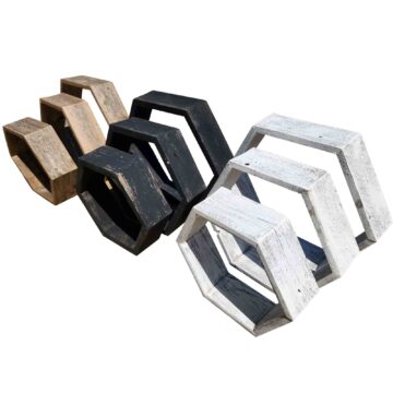Rustic Reclaimed Wood Hexagon Shelves Set of 3