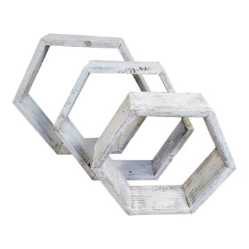 Whitewash hexagon shelves-front