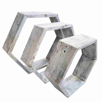 Whitewash hexagon shelves