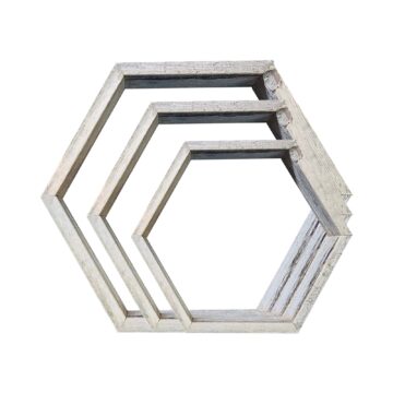 hexagonal shelves front by 3's