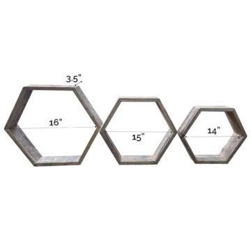 hexagonal shelves sizes