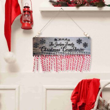 Candy Cane Christmas Countdown – Engraved Reclaimed Barn Wood (Plain/Customized)