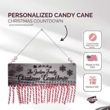 Personalized Candy Cane Christmas Countdown