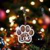 Custom Dog Paw Ornament made on reclaimed barn wood - Ornament for Fur Babies-1