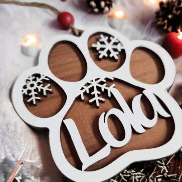 Custom Dog Paw Ornament made on reclaimed barn wood - Ornament for Fur Babies