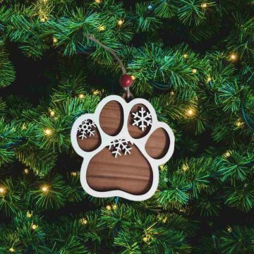 Customized Dog Paw Ornament-blank on christmas tree