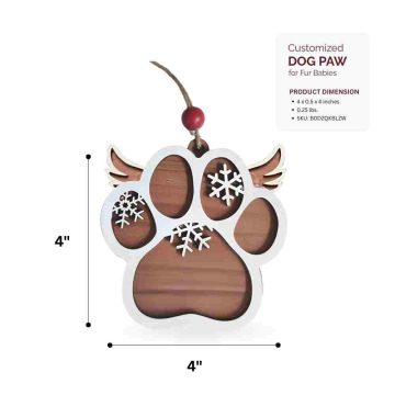 Customized Dog Paw Ornament-with wings-dimensions