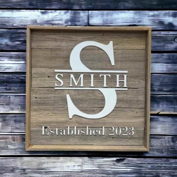 Personalized Family Name Established Sign on Reclaimed Barn Wood-1