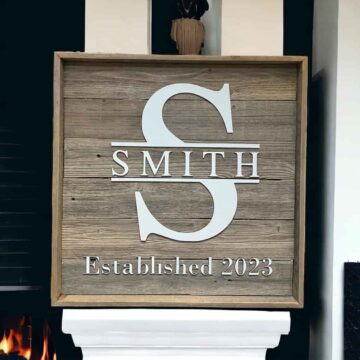 Customized Family Name Established Sign on Reclaimed Barn Wood