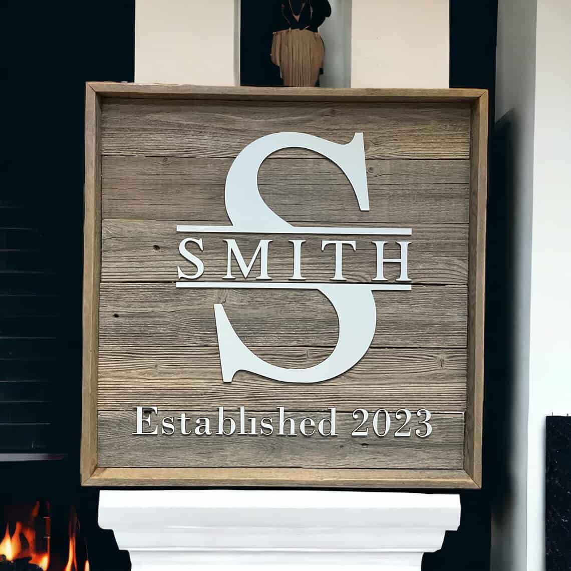 Personalized Family Name Established Sign on Reclaimed Barn Wood - 24x24