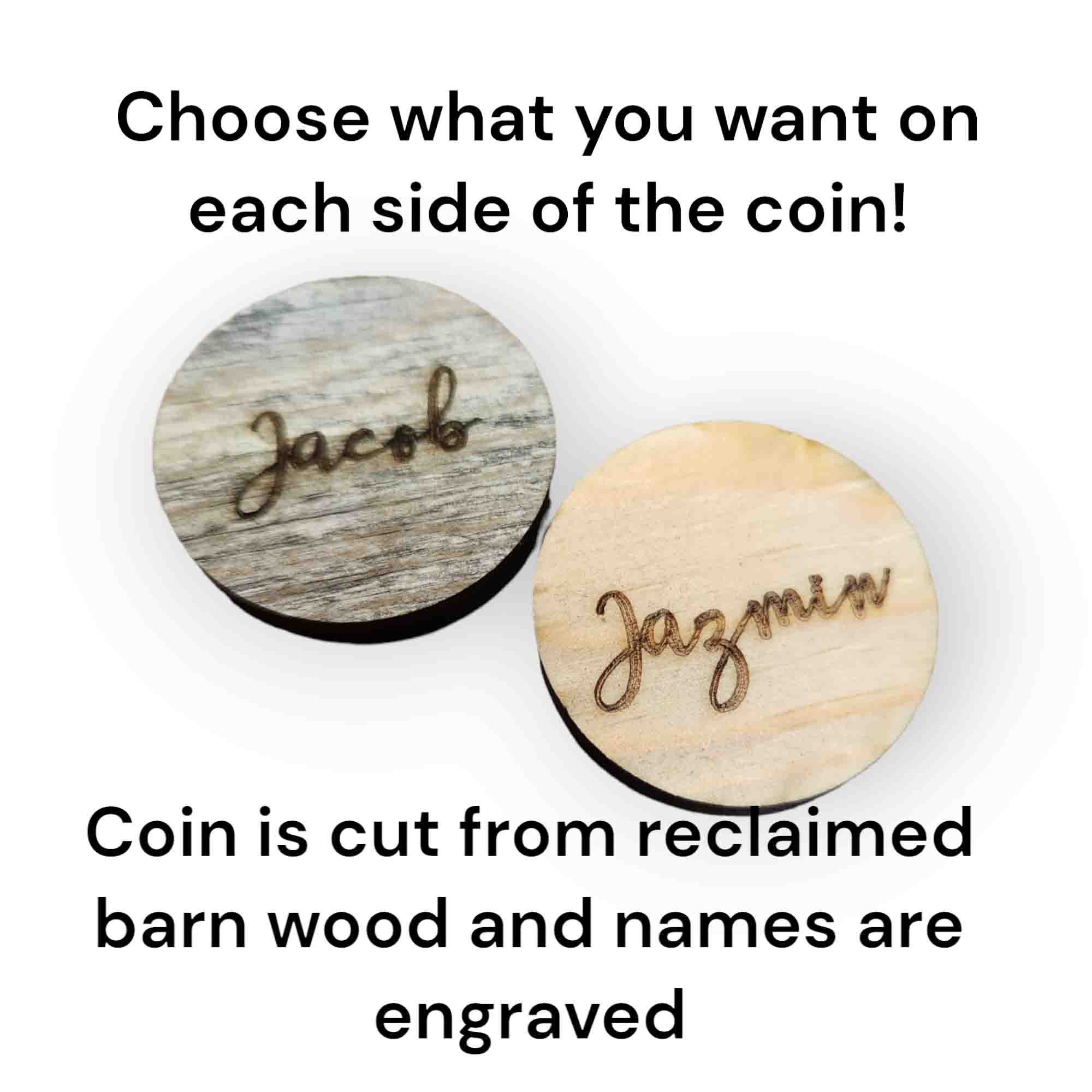 Customized Decision Coin Made from Real Rustic Wood - thumbnail 6