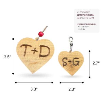 Customized Heart keychain and Car Charm-Dimension