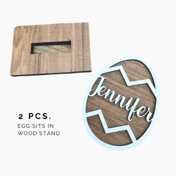 Customized Easter Egg Place Settings (2 Piece Wood Stand Display Set)