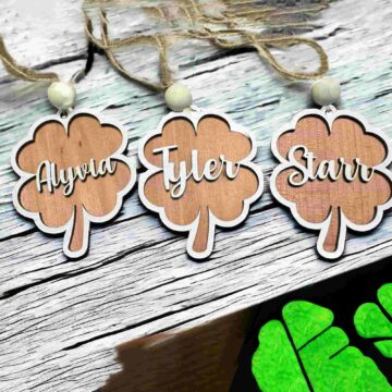 Customized Shamrock Clover Tags for St. Patrick’s Day made from Reclaimed Wood
