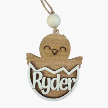 Customized Baby Chick Easter Tag Made from Reclaimed Wood (Easter basket tag)