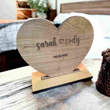Customized Wood Heart Cutout Stand with Couple’s names or any word