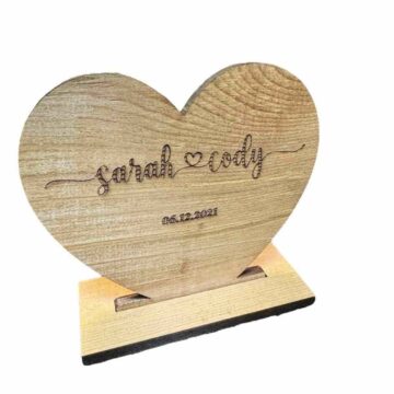 Customized Wood Heart Cutout Stand with Couple’s names or any word