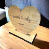 Wood Heart Cutout stand with couples names-side