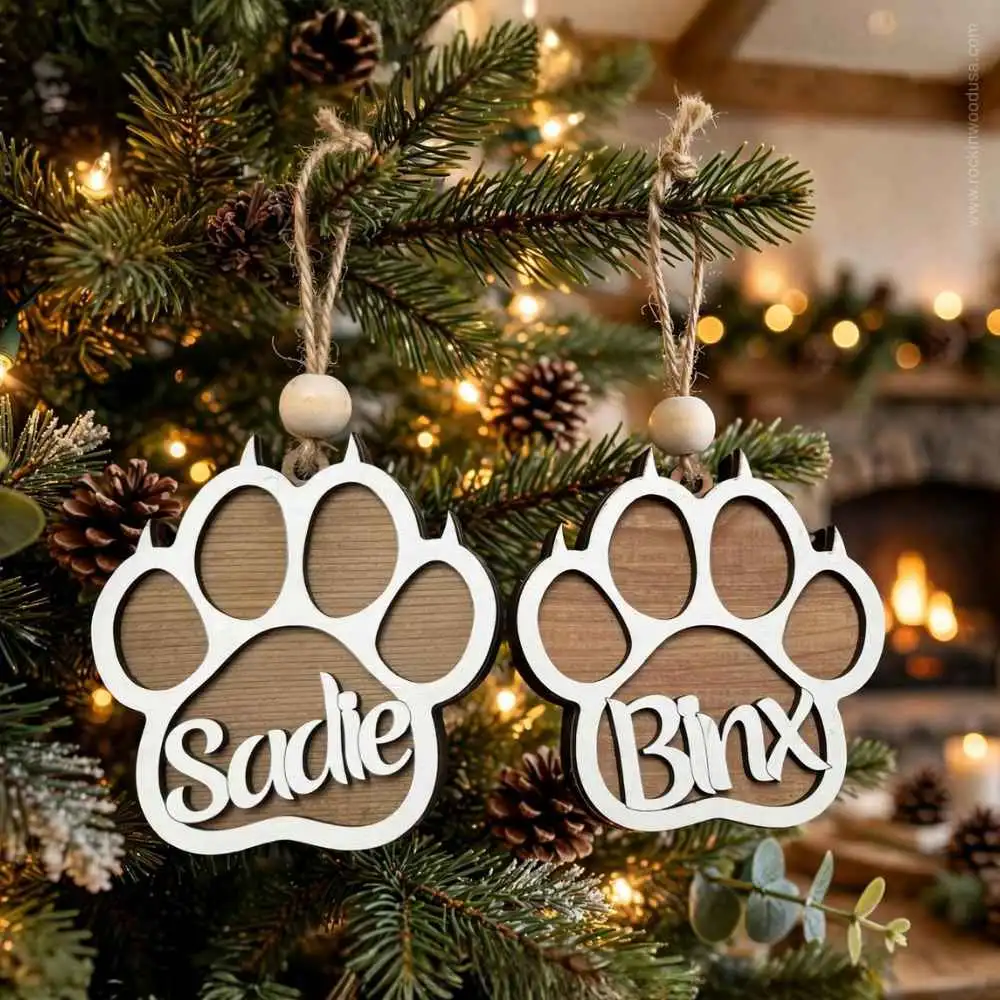 Customized Cat Charm hanging on a Christmas tree