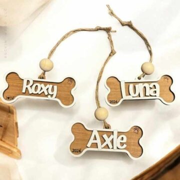 Reclaimed Wood Dog Bone Ornament Hanging Charm