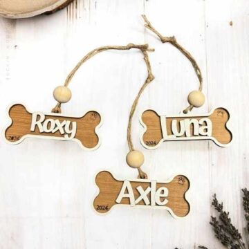 Customized Reclaimed Wood Dog Bone Ornament Hanging Charm